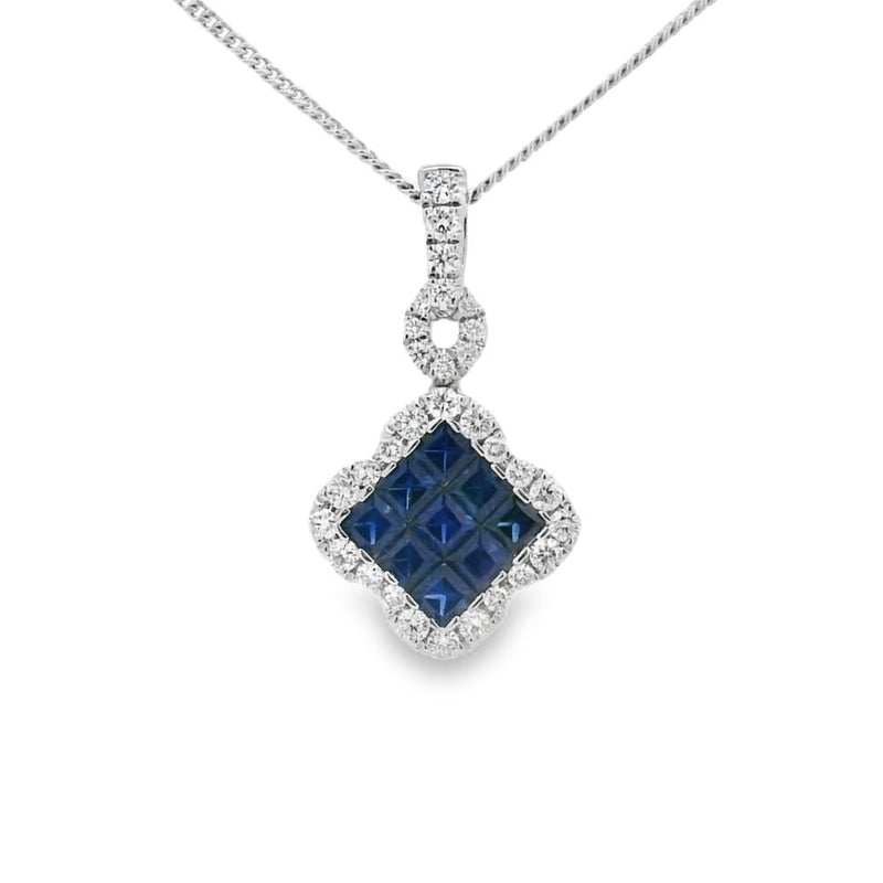 Sapphire and Diamond 18ct White Gold Pendant