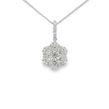 Diamond Flower Shape 18ct White Gold Cluster Pendant