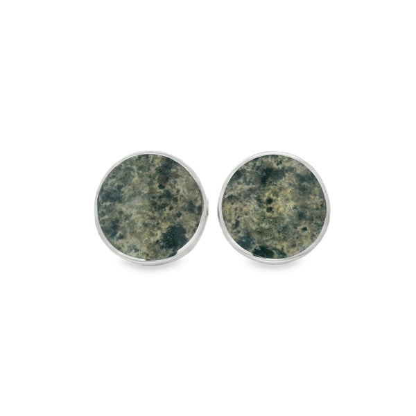 Silver Ailsa Craig Green Granite Cufflinks Round