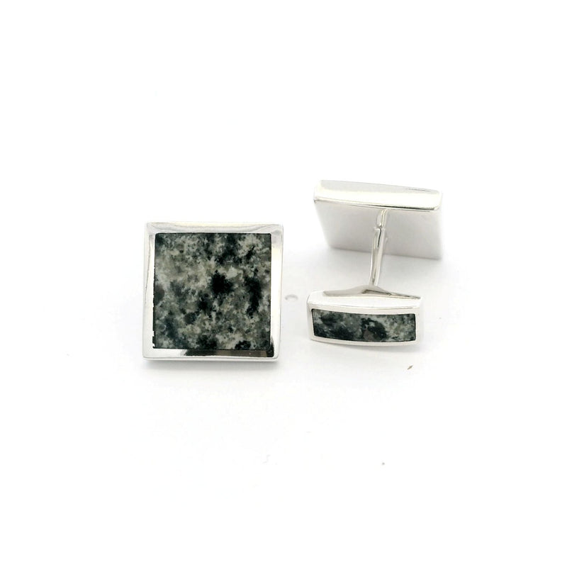 Silver Ailsa Craig Green Granite Cufflinks Square