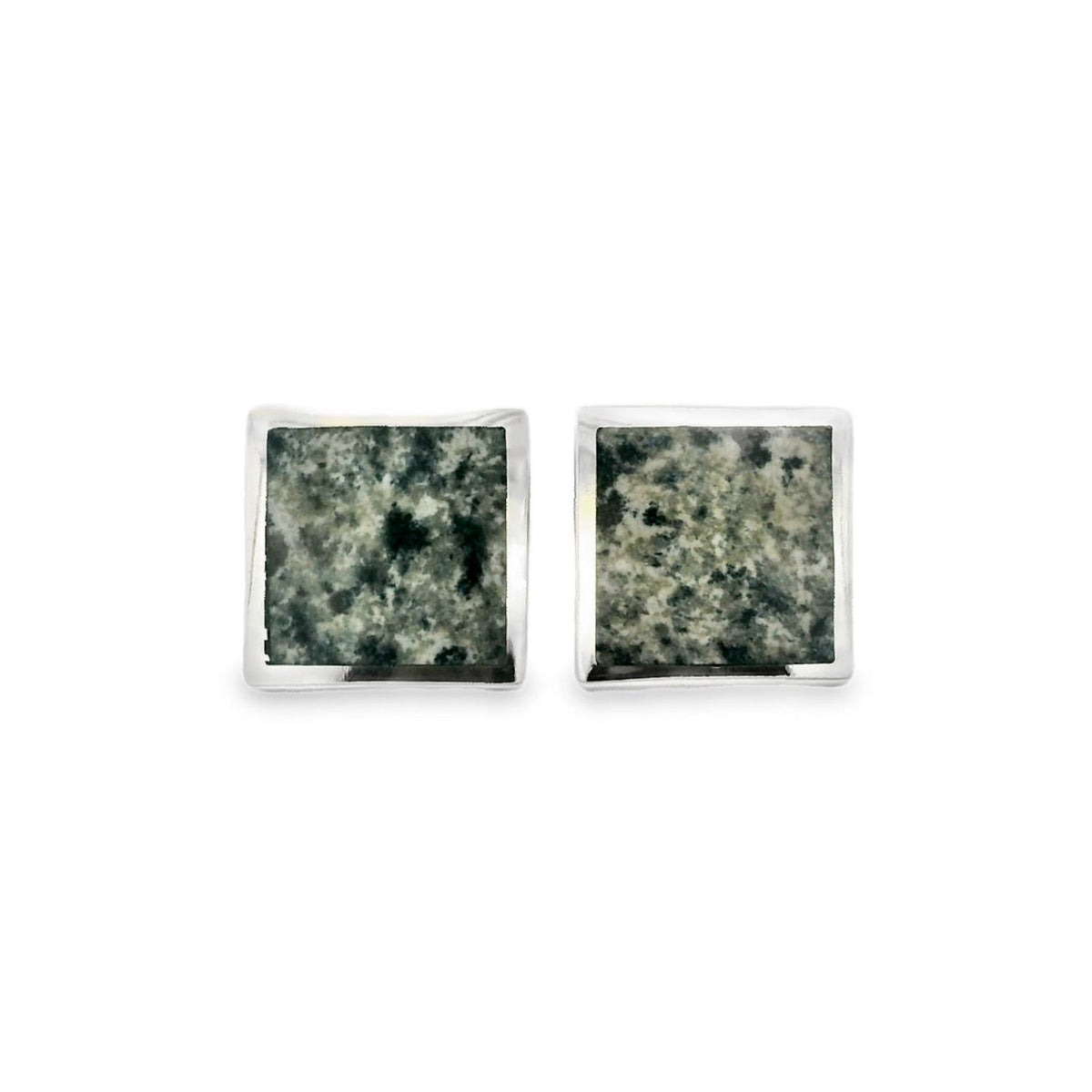 Silver Ailsa Craig Green Granite Cufflinks Square