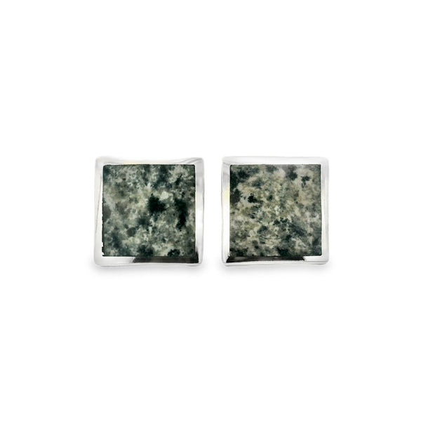 Silver Ailsa Craig Green Granite Cufflinks Square