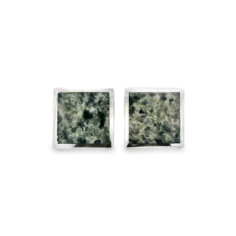 Silver Ailsa Craig Green Granite Cufflinks Square