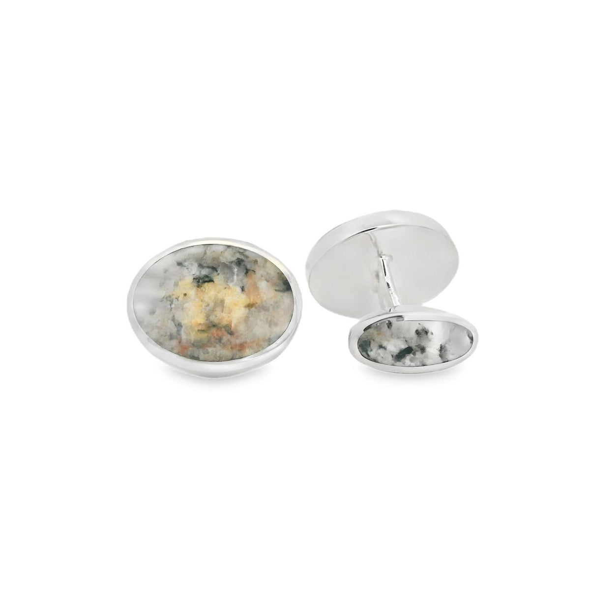 Silver Kemnay Granite Oval Cufflinks