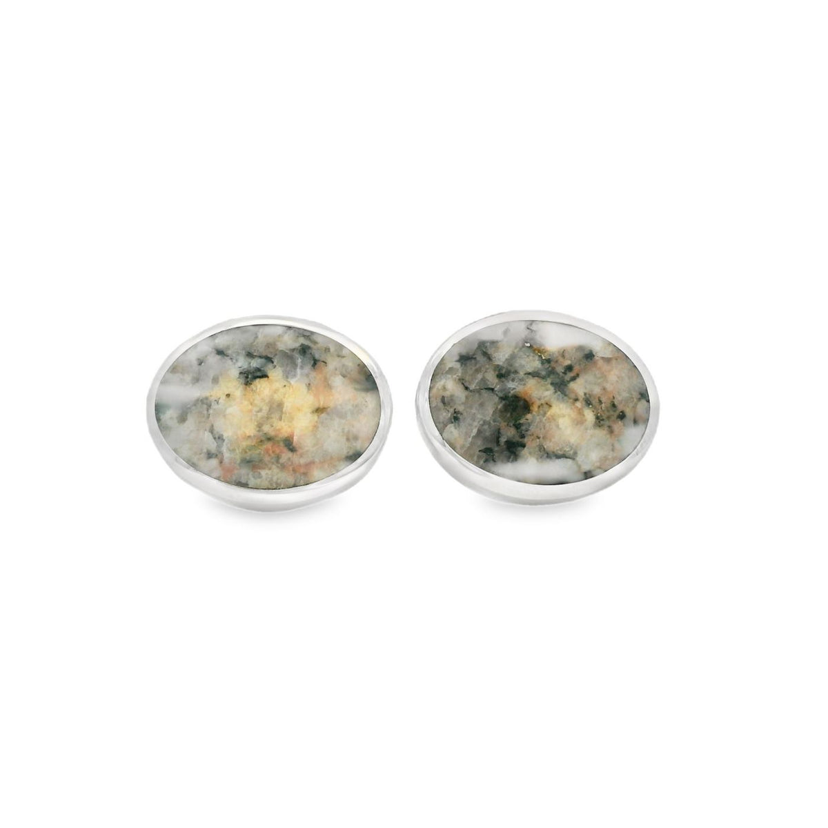 Silver Kemnay Granite Oval Cufflinks