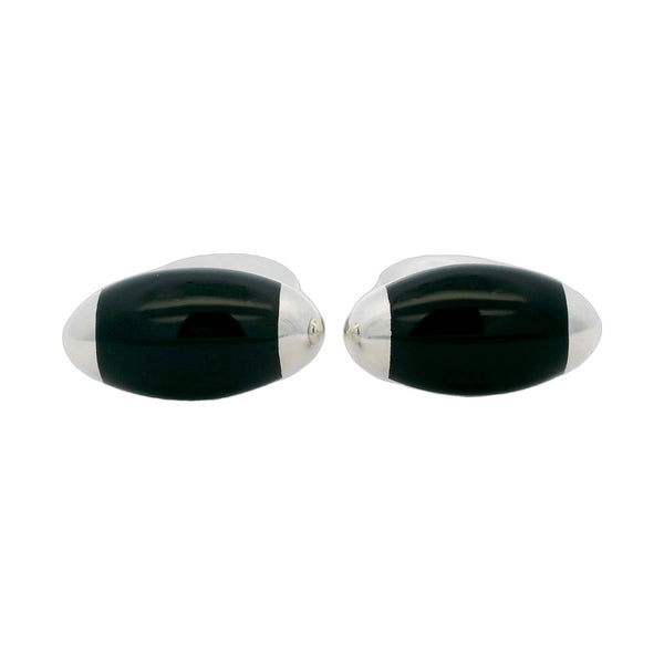 Silver Torpedo Onyx Cufflinks