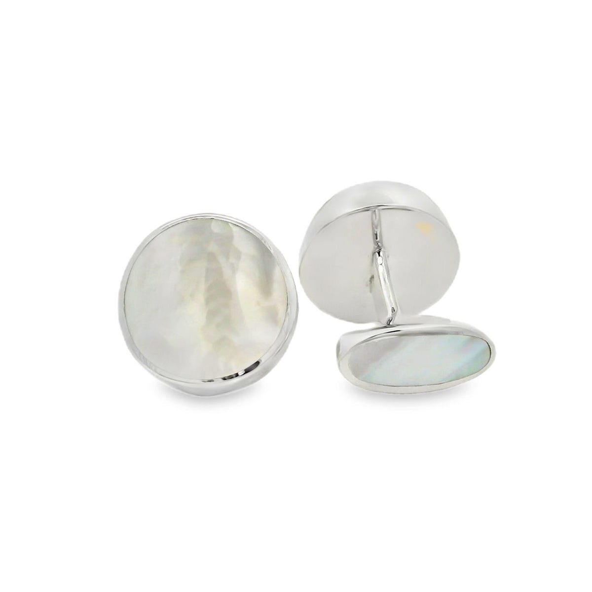 Silver Round Mother of Pearl Cufflinks