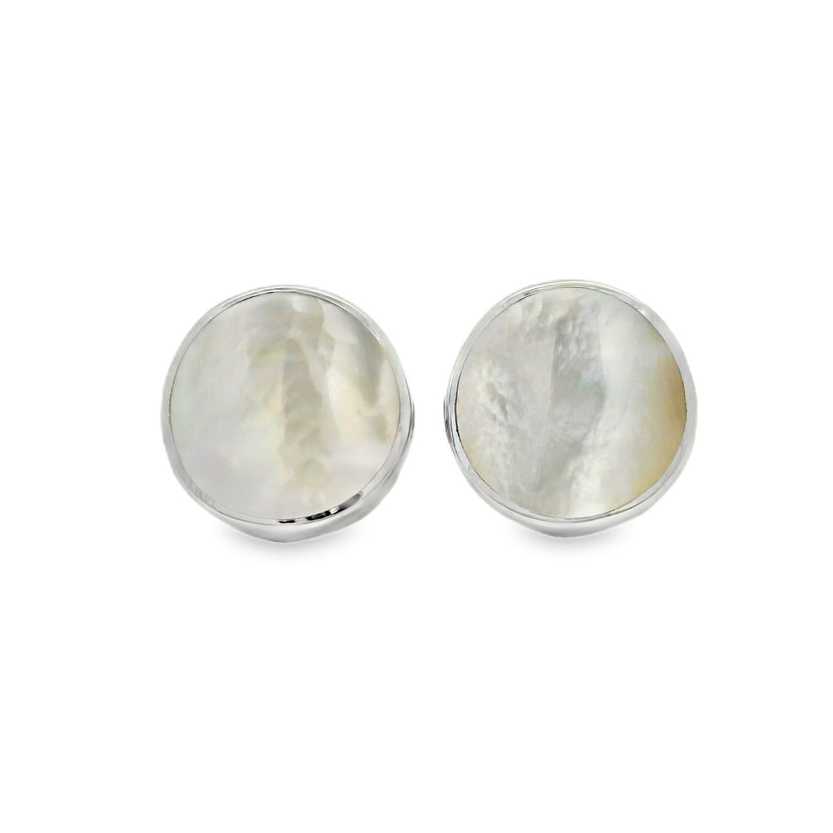 Silver Round Mother of Pearl Cufflinks