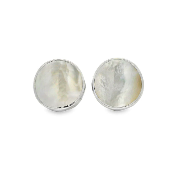 Silver Round Mother of Pearl Cufflinks