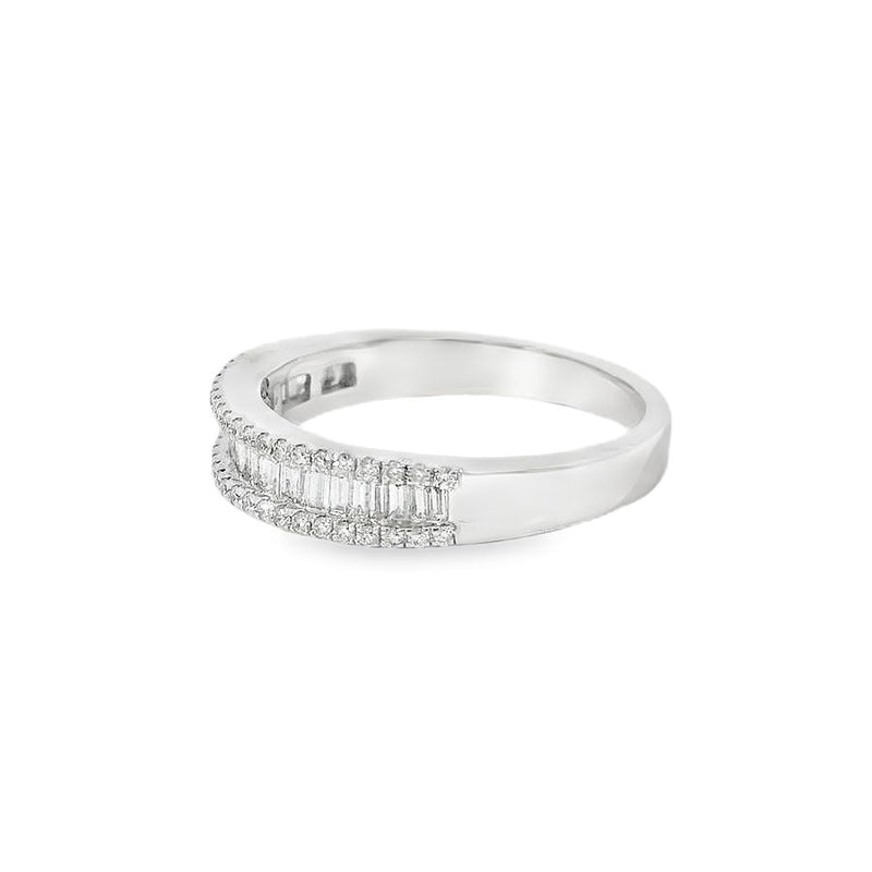 Diamond 18ct White Gold Baguette and Round Cut Eternity Ring