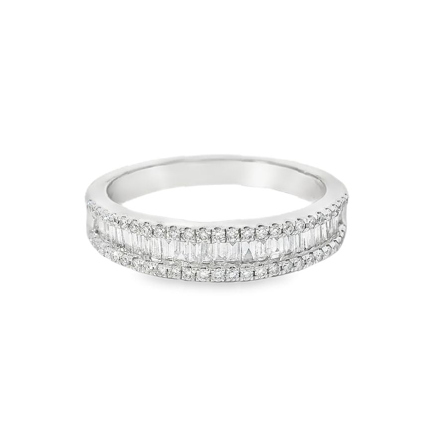 Diamond 18ct White Gold Baguette and Round Cut Eternity Ring