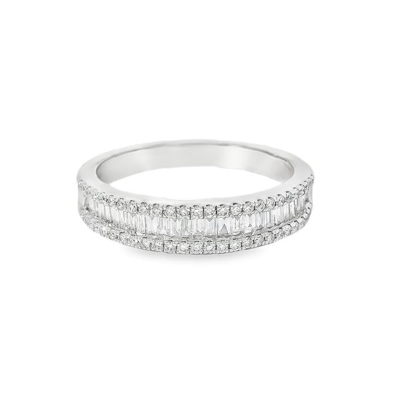 Diamond 18ct White Gold Baguette and Round Cut Eternity Ring