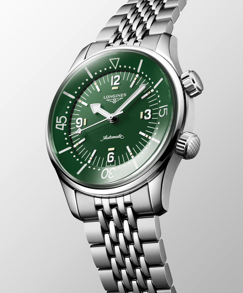 Longines Heritage Legend Diver Green Automatic 39mm Watch L3.764.4.06.6