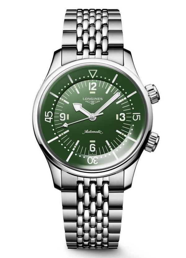 Longines Heritage Legend Diver Green Automatic 39mm Watch L3.764.4.06.6