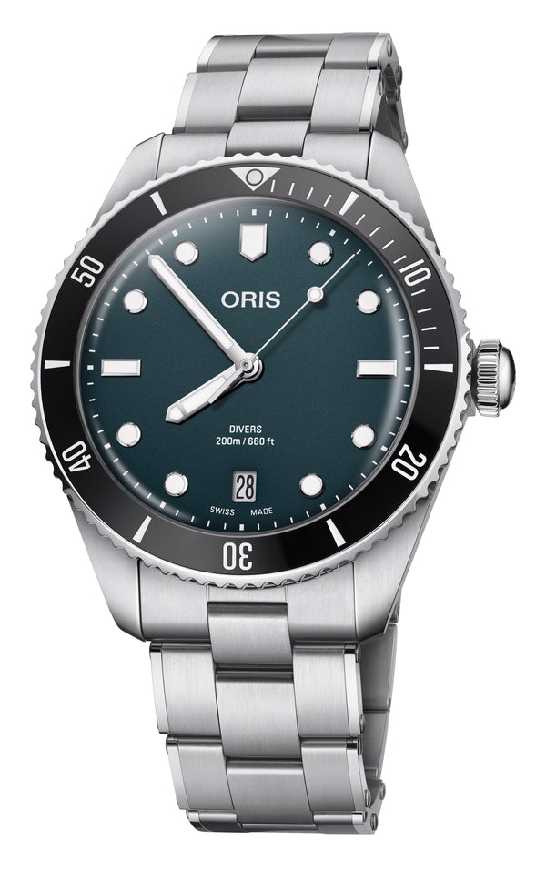 Oris Divers Date Blue 39mm Watch 01 733 7795 4055