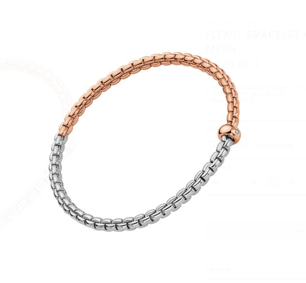 Fope Eka Flex'it 18ct Rose & White Gold and Diamond Bracelet