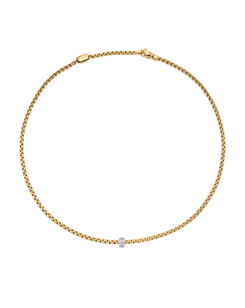Fope Eka 18ct Yellow Gold Necklet with Rhombus-Set Diamonds