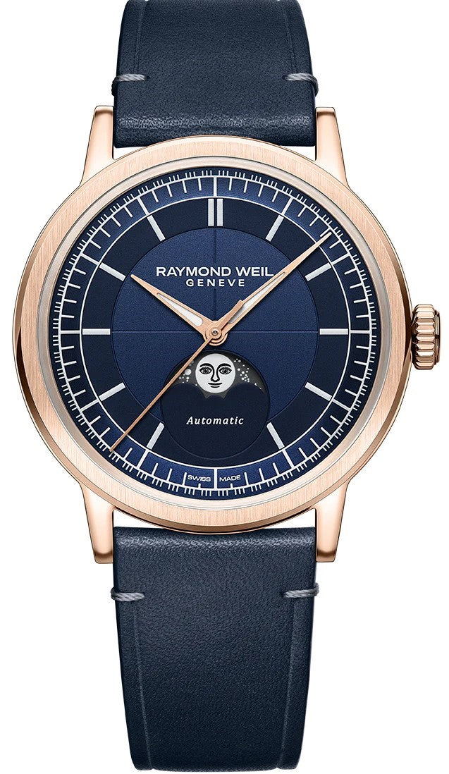 Raymond Weil Millesime Automatic Moon Phase 39.5mm Blue Watch 2945-PC5-50001