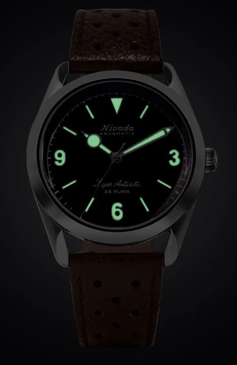 Nivada Grenchen Super Antarctic Brown 38mm Watch 32031A23