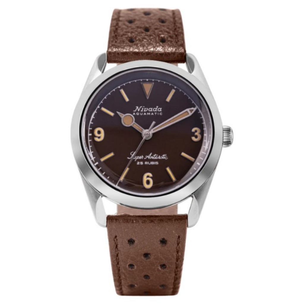 Nivada Grenchen Super Antarctic Brown 38mm Watch 32031A23