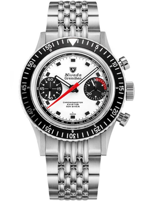 Nivada Grenchen Chronomaster 38mm Paul Newman Interchangeable Bezel Watch 86054M04LO