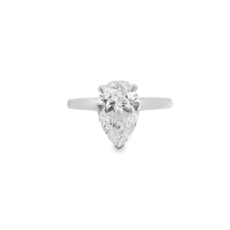 Pear Cut Single Stone 2.04ct Lab Grown Diamond, Platinum