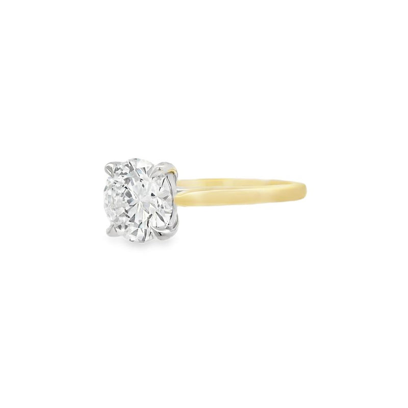 Round Brilliant Cut Single Stone 2.00ct Lab Grown Diamond, 18ct Yellow Gold Ring