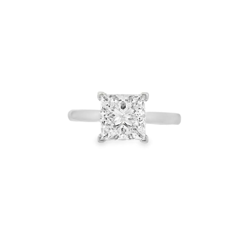 Princess Cut Single Stone 2.21ct Lab Grown Diamond, Platinum Ring