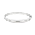 9ct White Gold Hinged Bangle With Line Detail