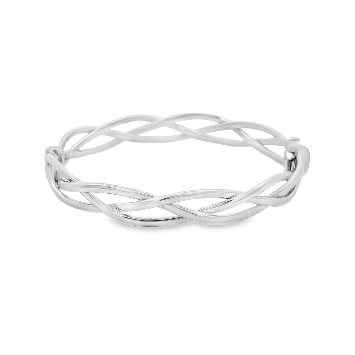 9ct White Gold Intertwined Wave Bangle