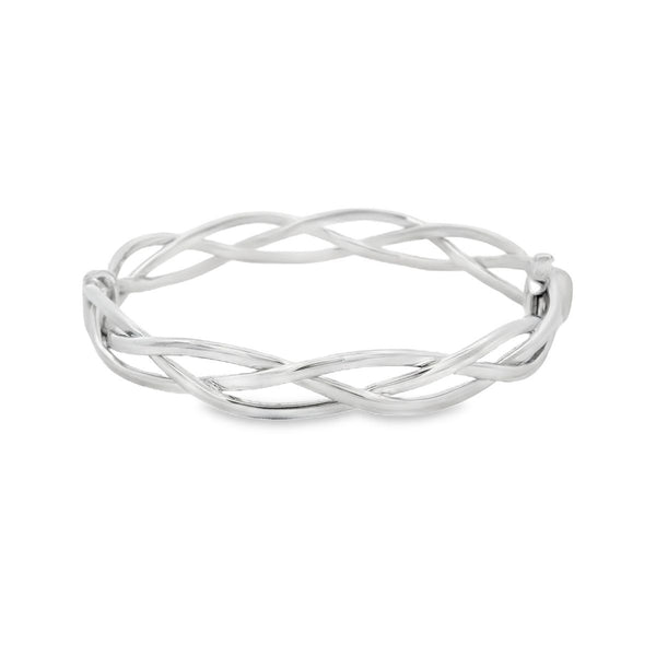 9ct White Gold Intertwined Wave Bangle