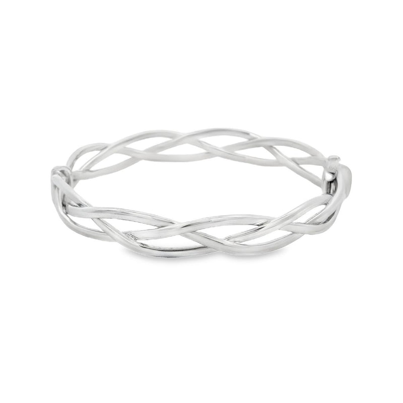 9ct White Gold Intertwined Wave Bangle