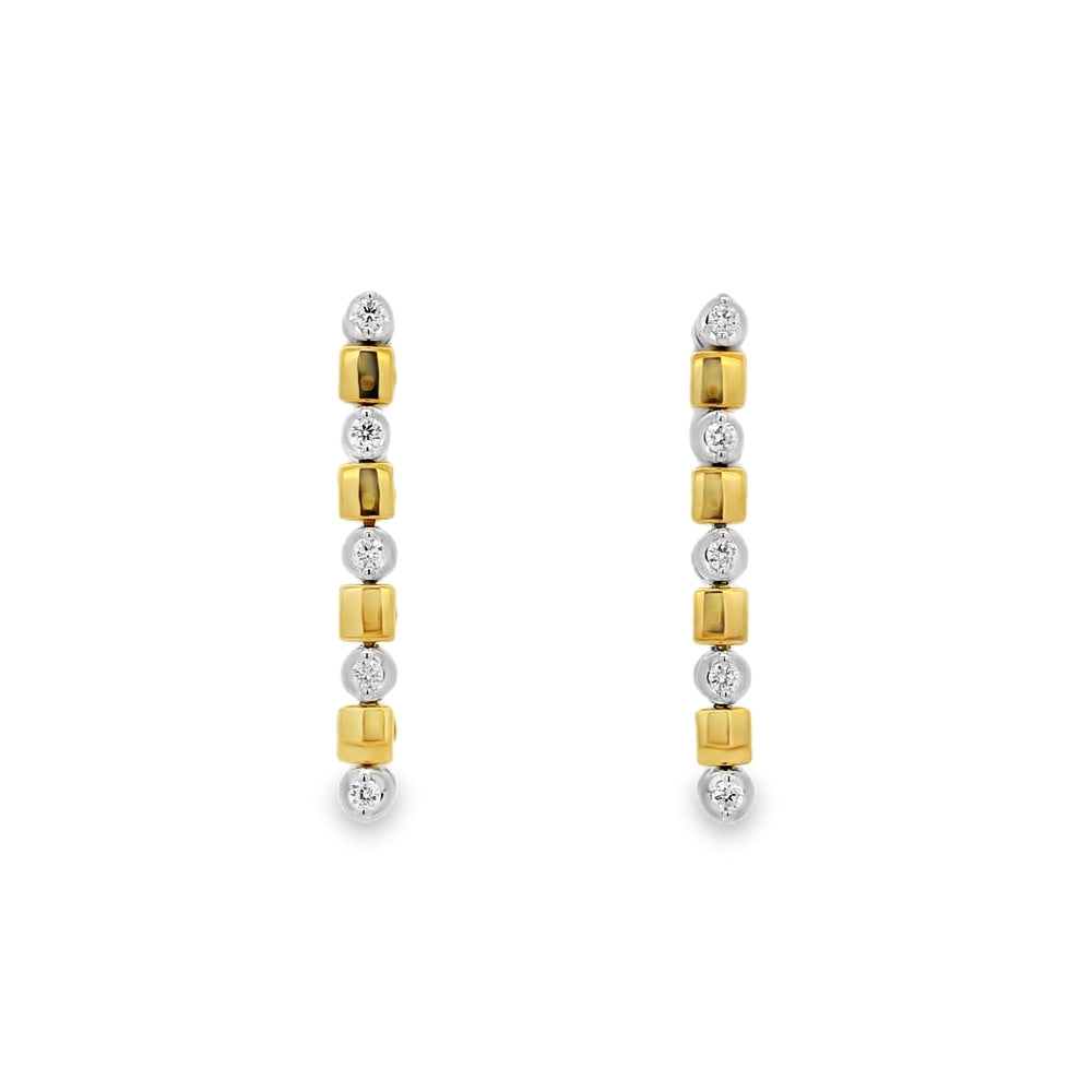 Diamond 18ct Yellow & White Gold 0.16ct Drop Earrings