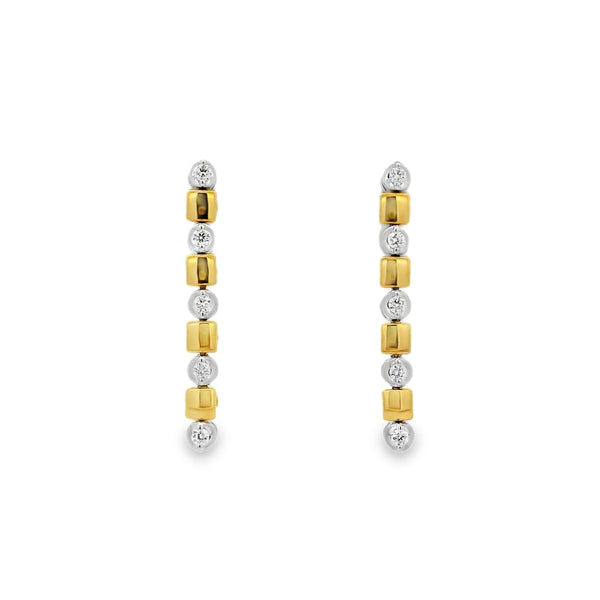 Diamond 18ct Yellow & White Gold 0.16ct Drop Earrings