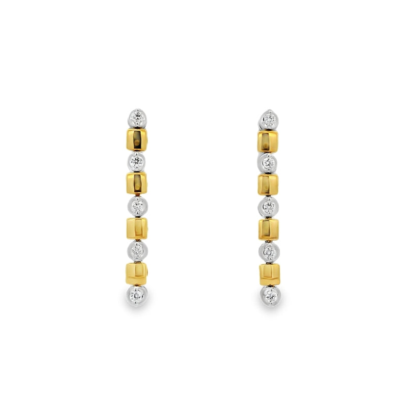 Diamond 18ct Yellow & White Gold 0.16ct Drop Earrings