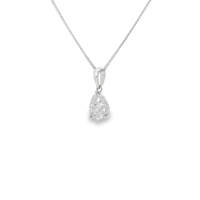 Diamond 18ct White Gold Halo Pear Cut 0.35ct Pendant