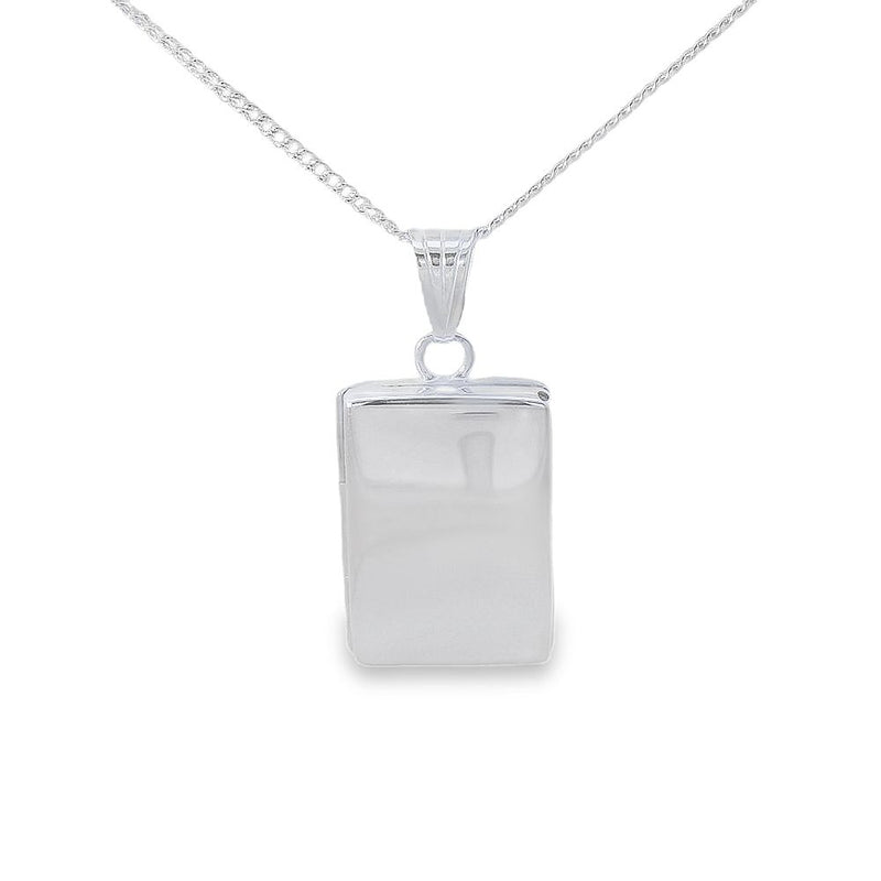 Silver 22x15mm Plain Flat Rectangular Locket