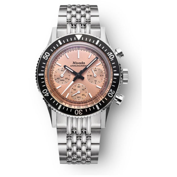 Nivada Grenchen Chronoking Mecaquartz Salmon 38mm Limited Edition Watch 87043Q04