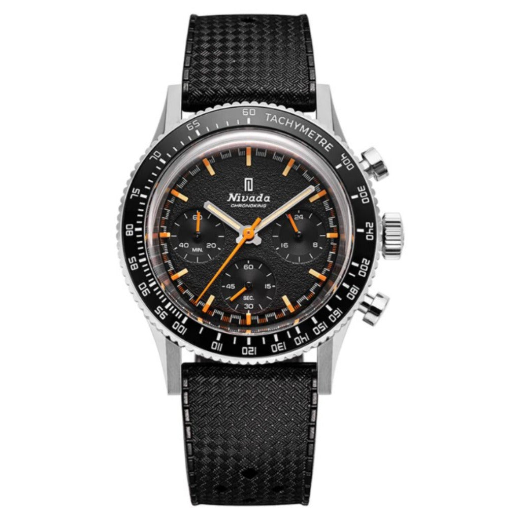 Nivada Grenchen Chronoking Mecaquartz 38mm Interchangeable Bezel Watch 87040Q01