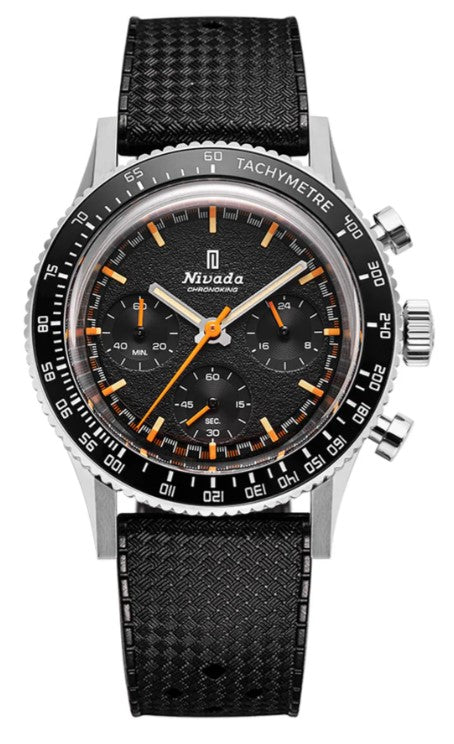 Nivada Grenchen Chronoking Mecaquartz 38mm Interchangeable Bezel Watch 87040Q01