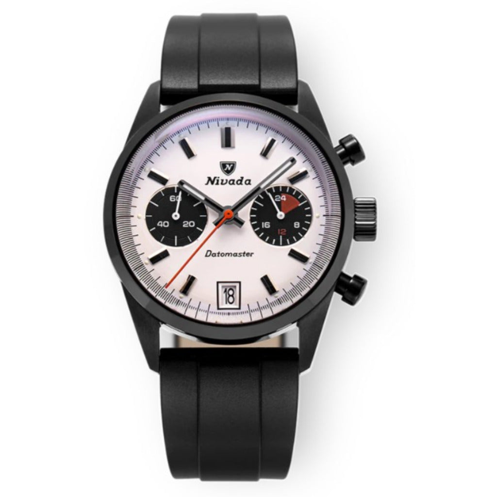Nivada Grenchen Datomaster 36mm Black Mecaquartz Limited Edition Oysterflex Watch 88008Q33