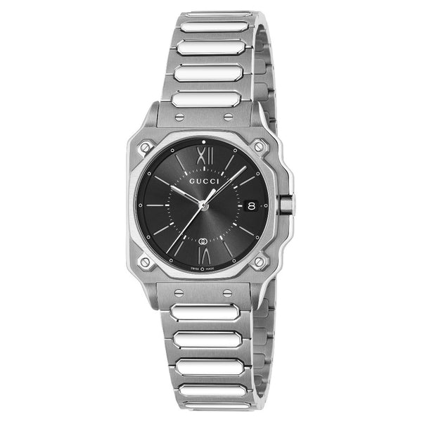 Gucci G-Flat Stainless Steel 30mm Black Watch YA166505