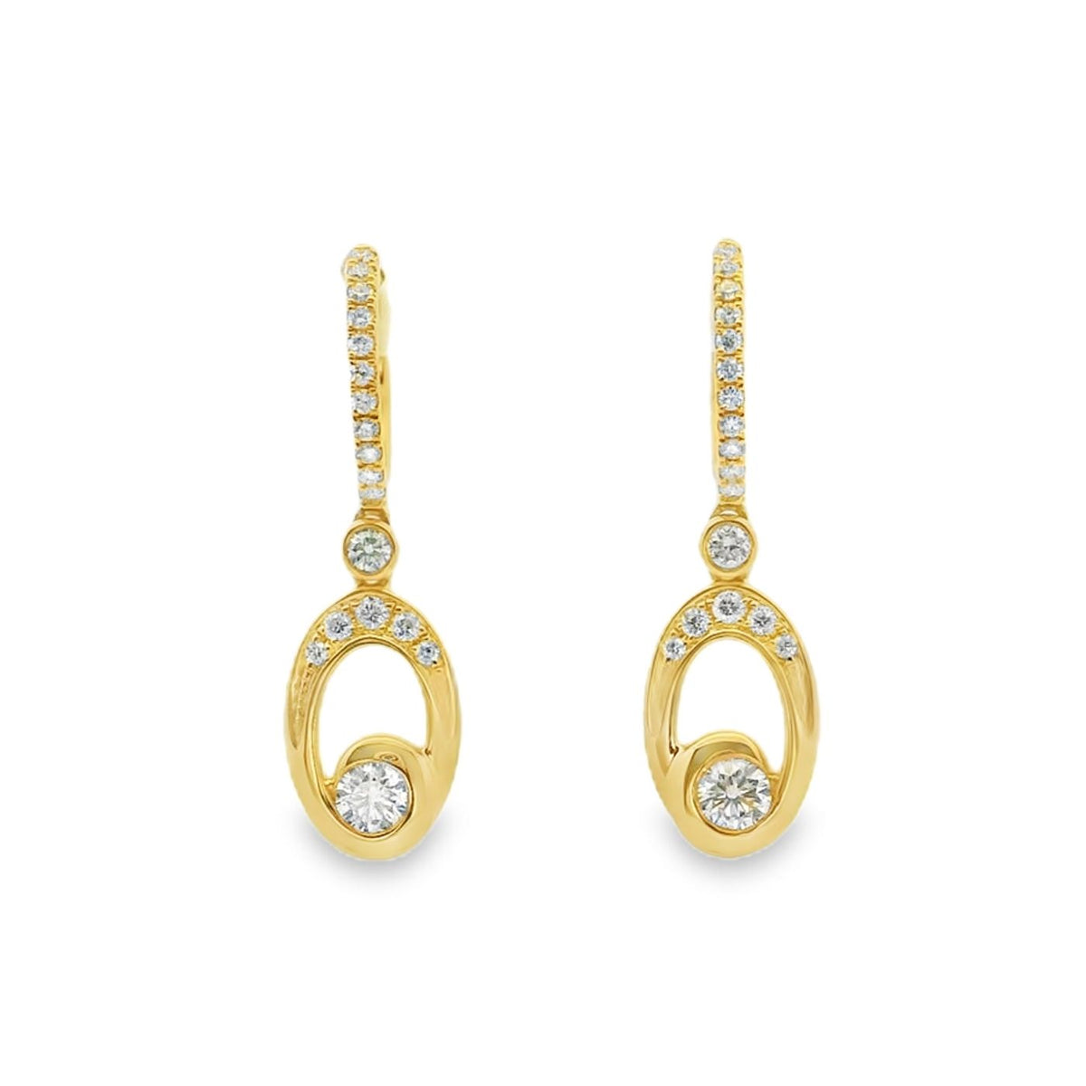 Diamond 18ct Yellow Gold 0.70ct Hoop Drop Earrings