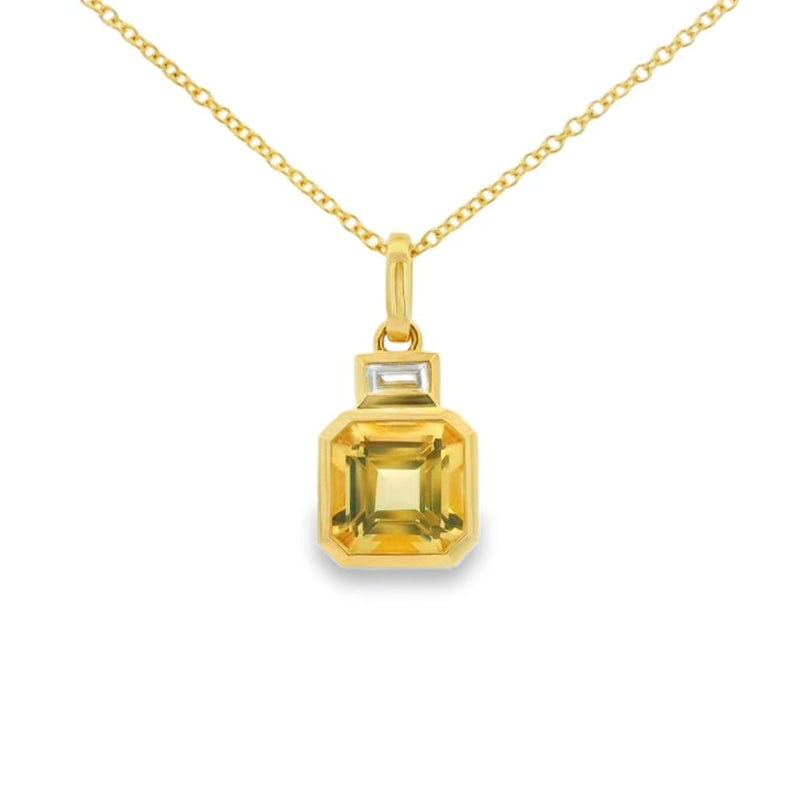 Cirtrine & Diamond 18ct Yellow Gold Pendant