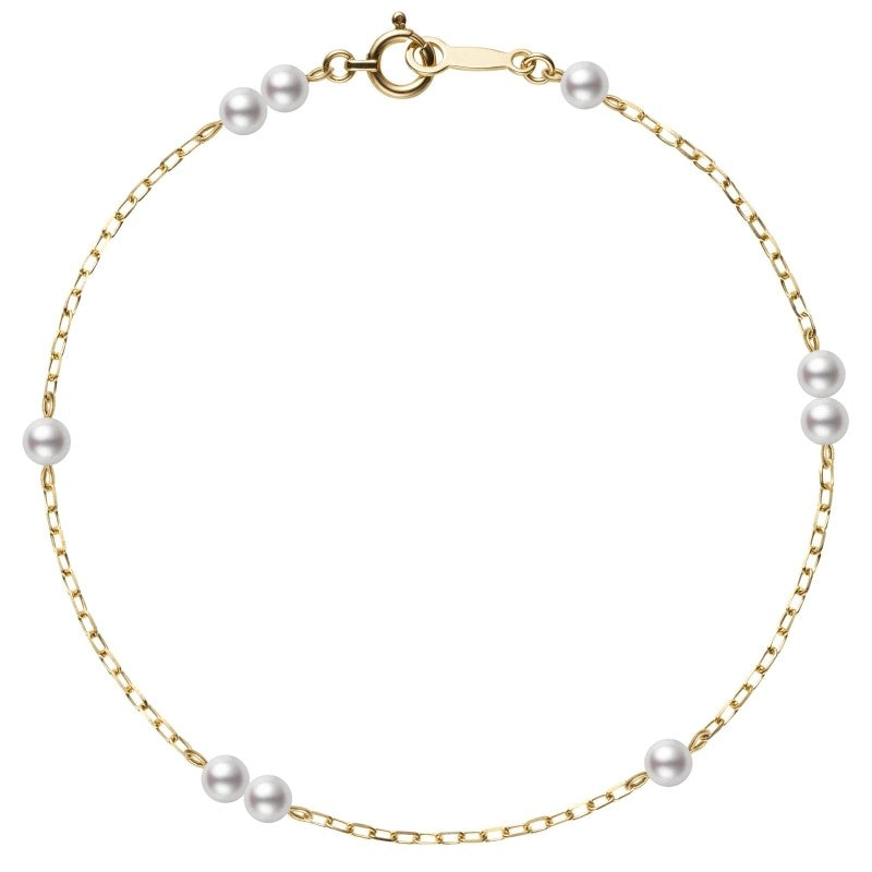 Mikimoto Pearl Chain 18ct Yellow Gold Bracelet