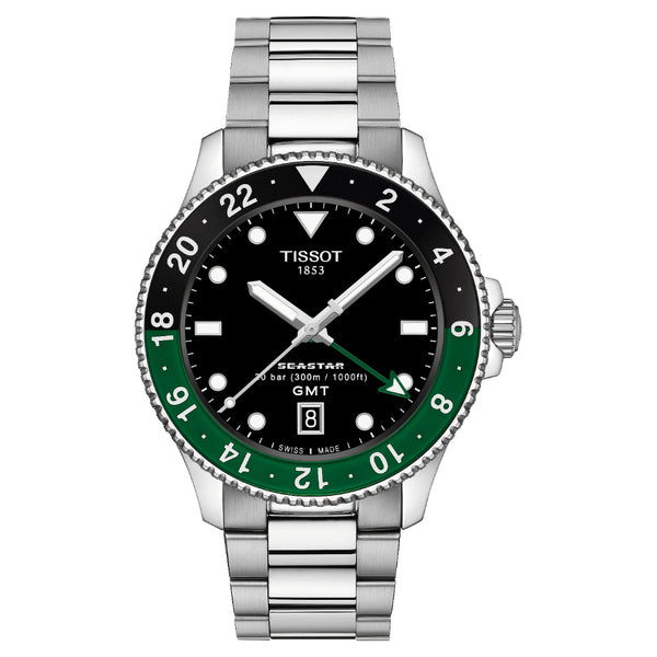 Tissot Seastar 1000 Quartz GMT Green and Black 40mm Watch T1208521105100