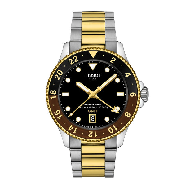 Tissot Seastar 1000 Quartz GMT Two Tone Black 40mm Watch T1208522205100
