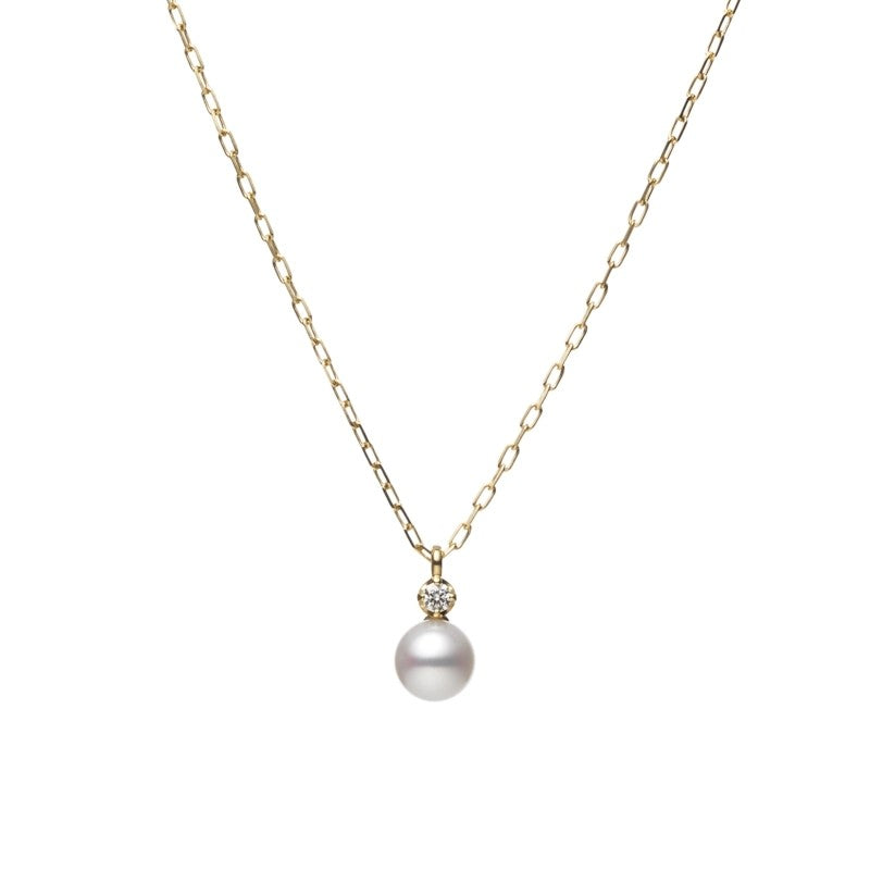 Mikimoto Pearl and Diamond 18ct Yellow Gold Pendant