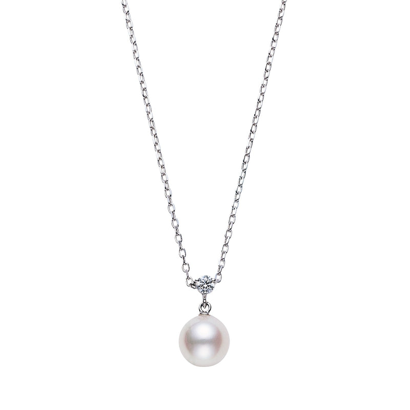 Mikimoto Pearl and Diamond 18ct White Gold Pendant