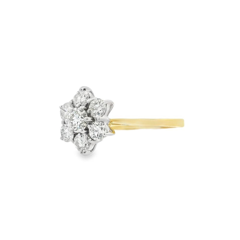 Diamond 18ct Yellow Gold 1.03ct Flower Cluster Ring